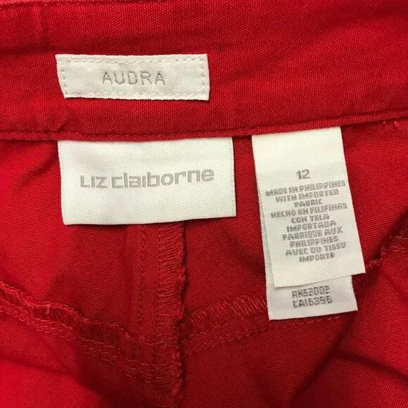 NWT Liz Claiborne Womens Audra Red Wide Leg Cropped Pants Size 12 - Picture 8 of 12